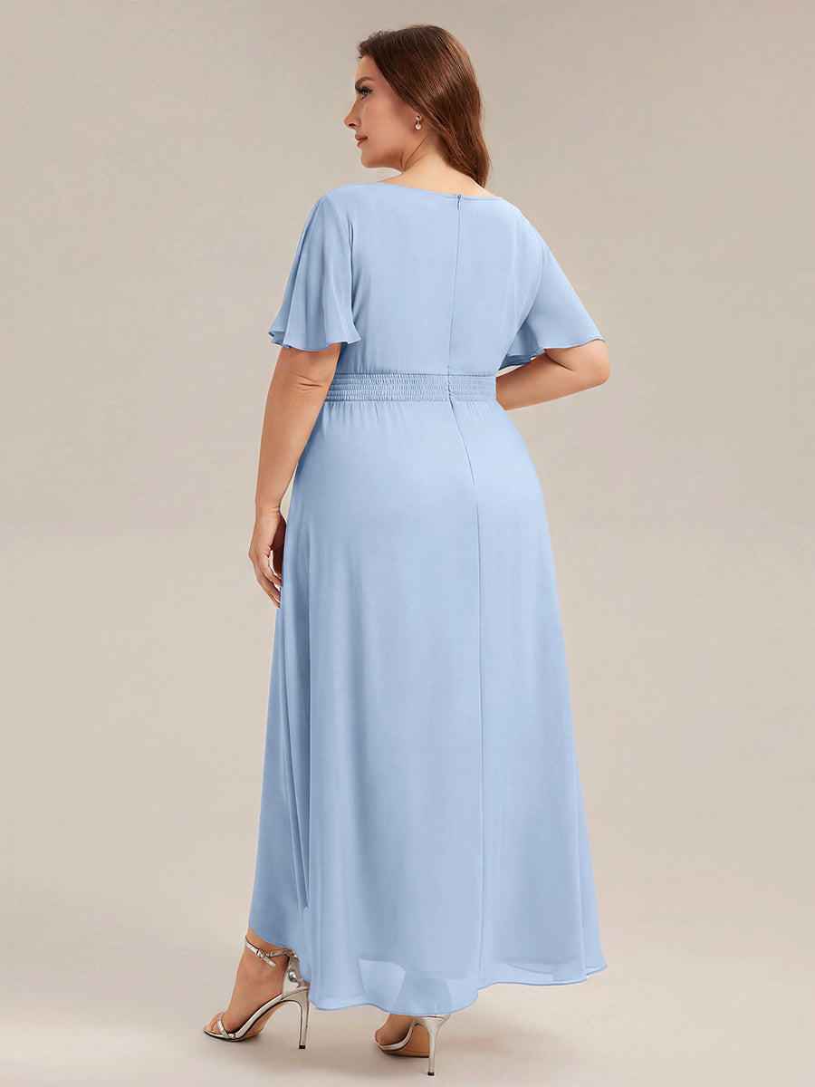 pretty SAGE|Plus Size Ruched Chiffon Bridesmaid Dress