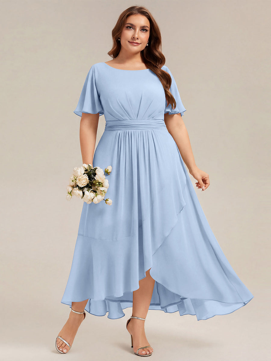pretty SAGE|Plus Size High-Low Chiffon Wedding Guest Dress