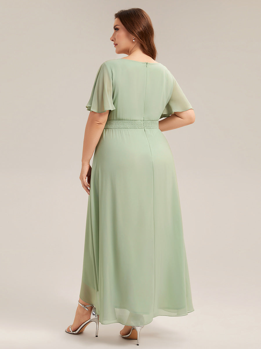 pretty SAGE|Plus Size Ruched Chiffon Bridesmaid Dress