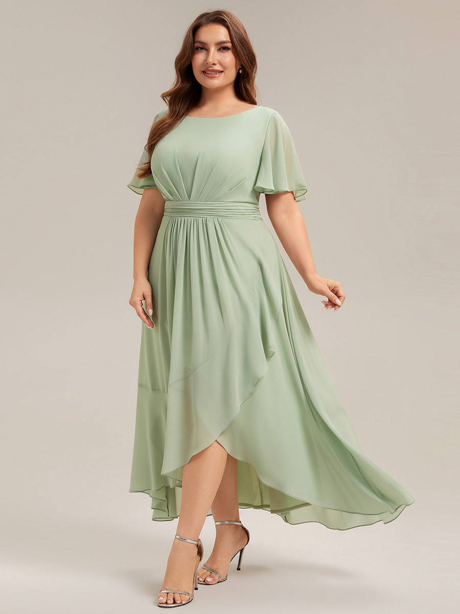 pretty SAGE|Plus Size Ruched Chiffon Bridesmaid Dress
