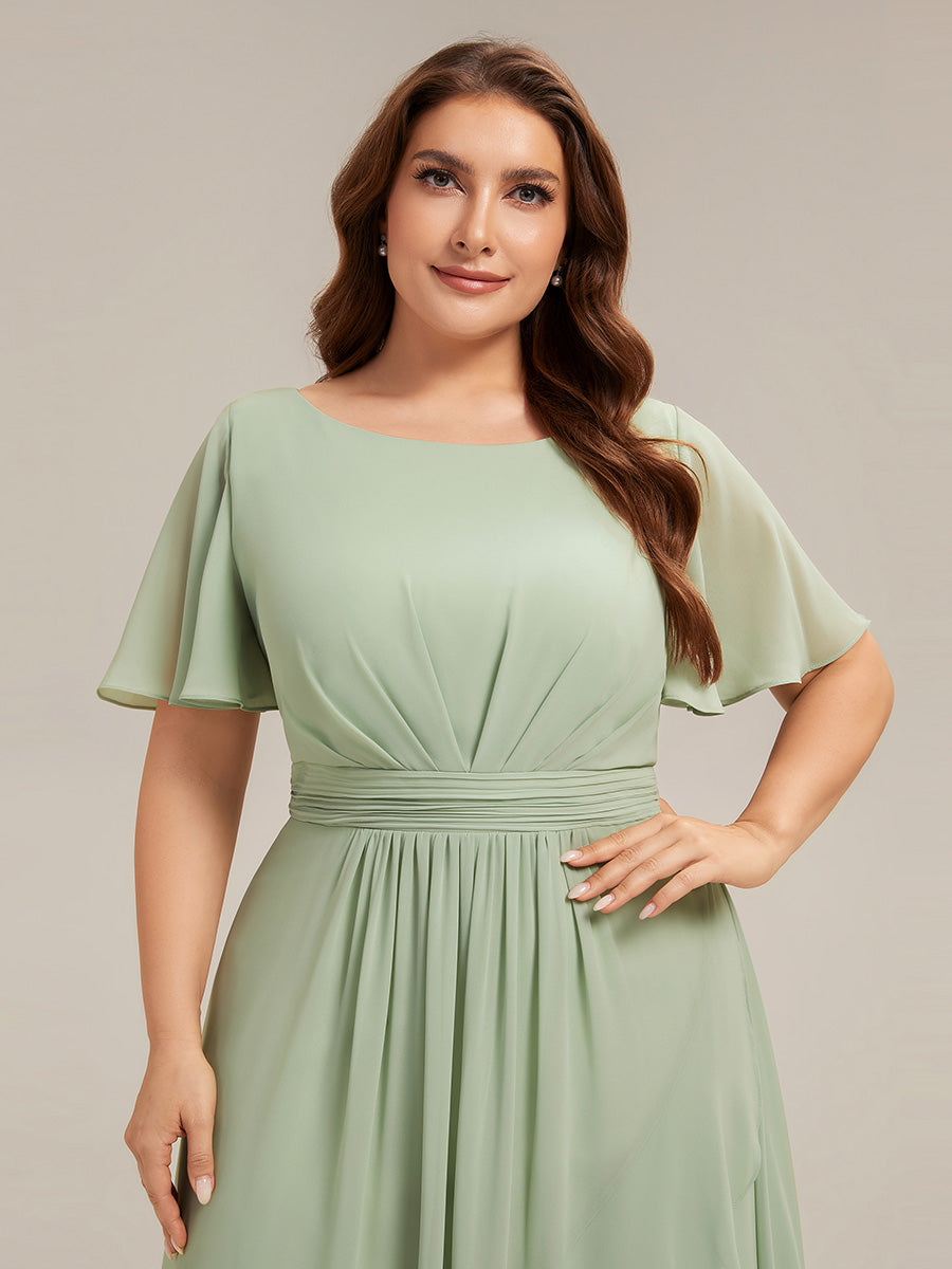 pretty SAGE|Plus Size High-Low Chiffon Wedding Guest Dress