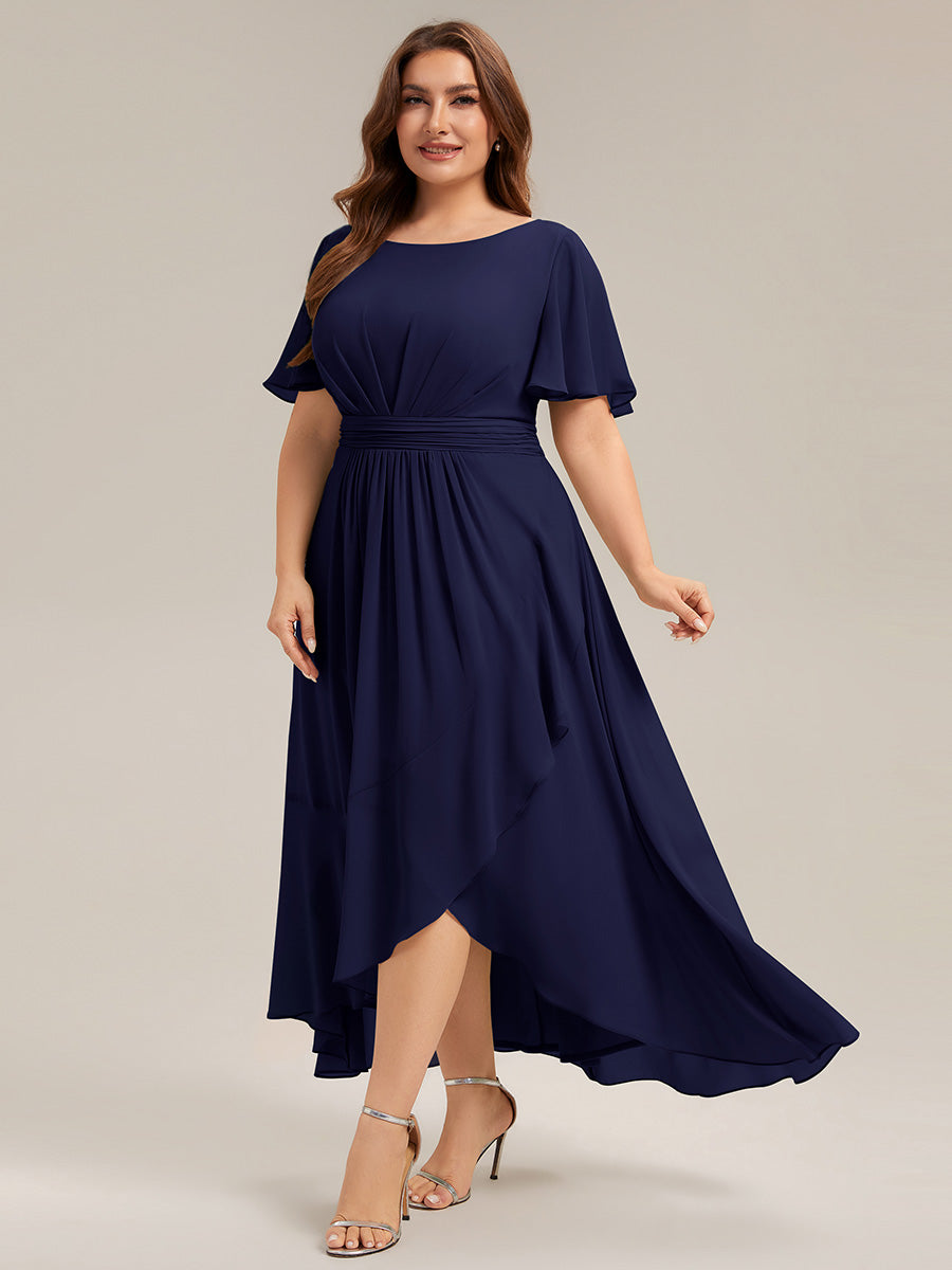 pretty SAGE|Plus Size High-Low Chiffon Wedding Guest Dress