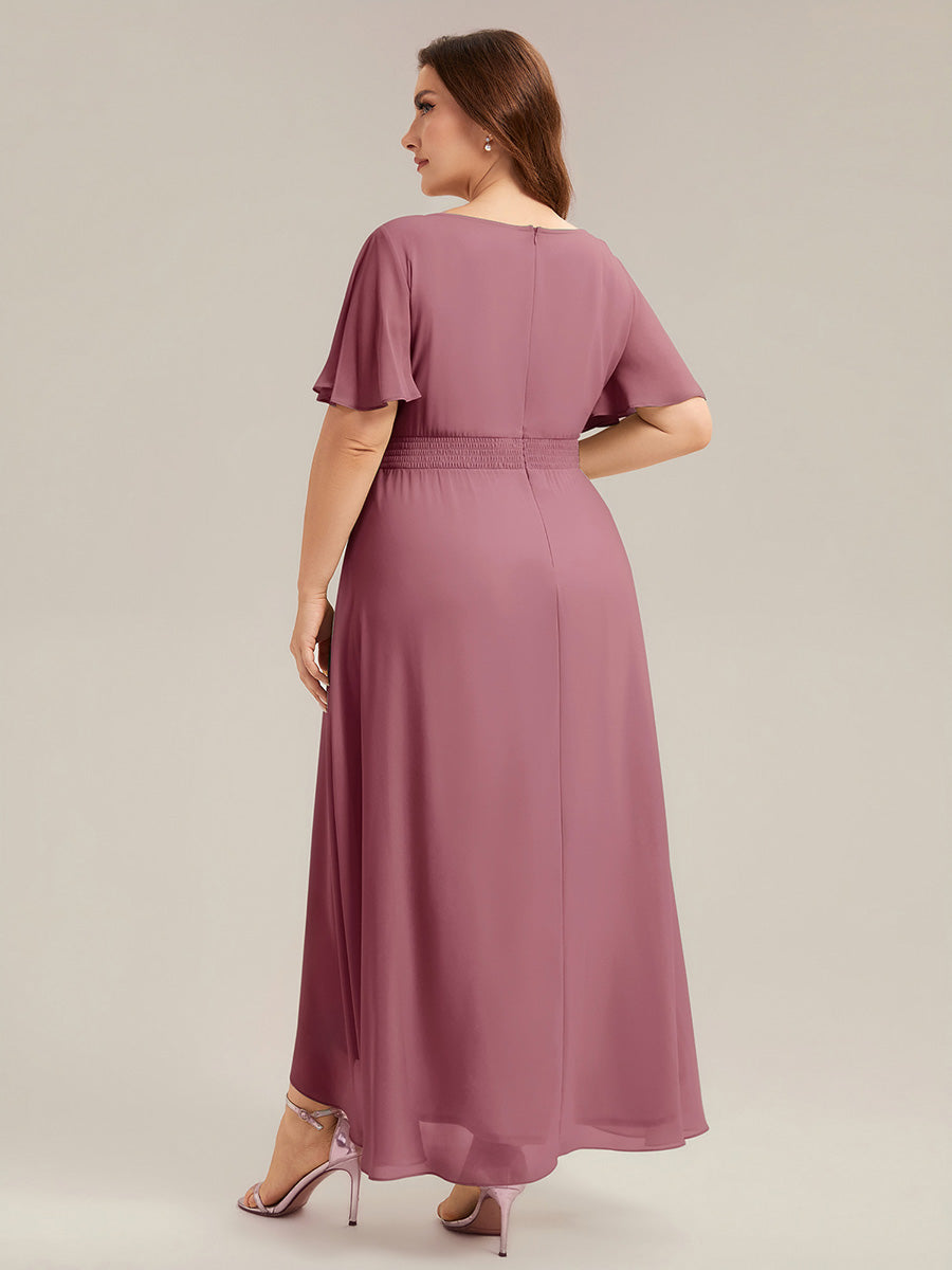 pretty SAGE|Plus Size High-Low Chiffon Wedding Guest Dress