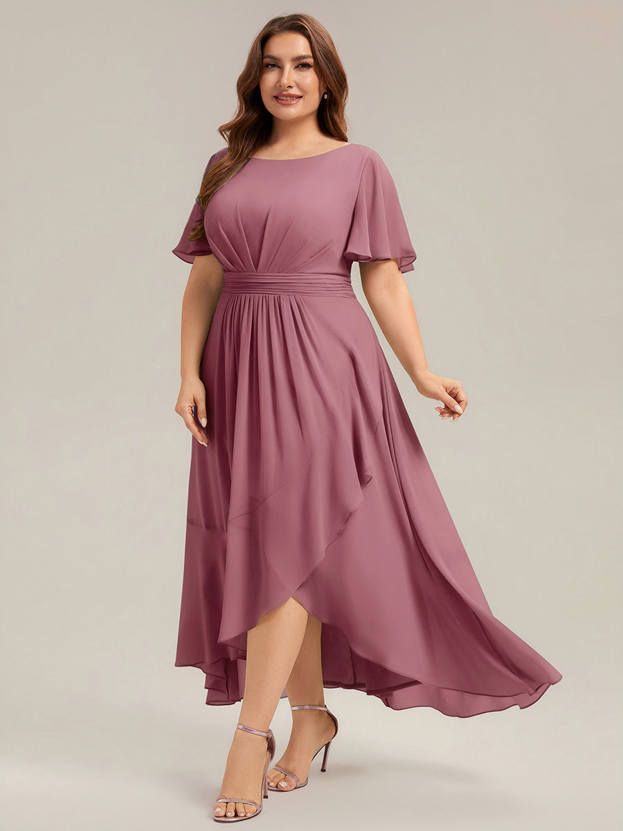 pretty SAGE|Plus Size High-Low Chiffon Wedding Guest Dress