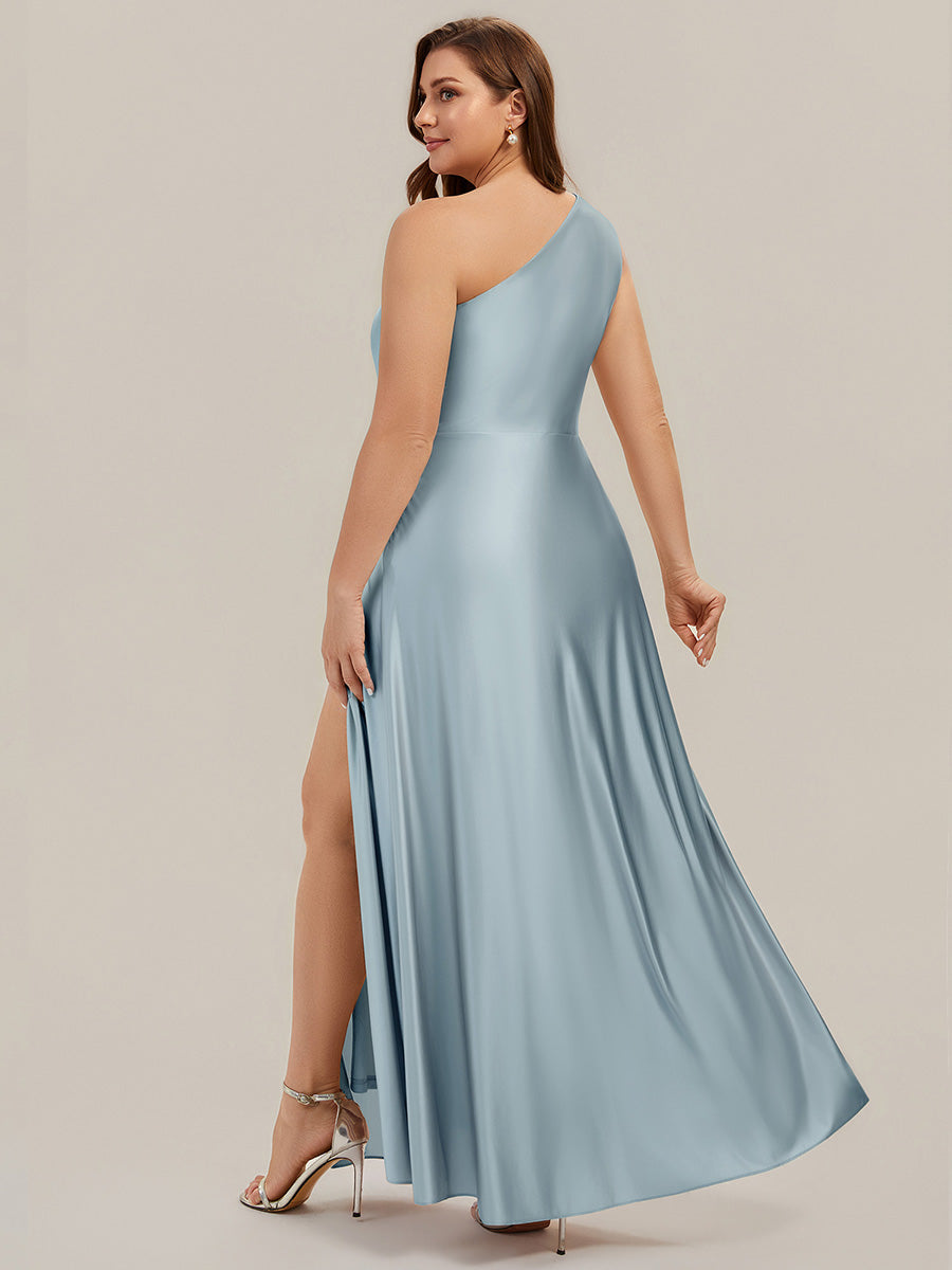 Plus Size Knotted Satin Bridesmaid Dress