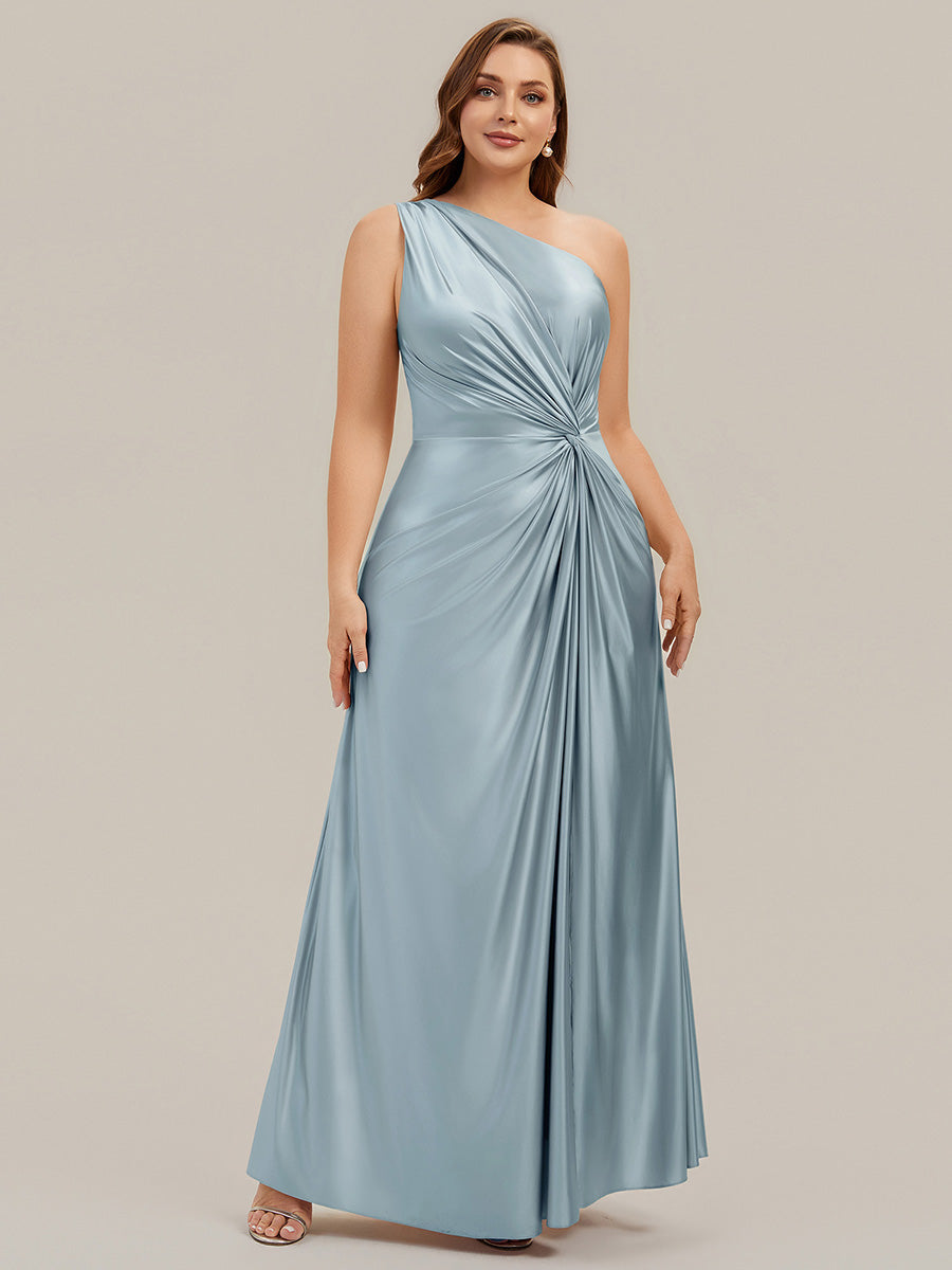 Plus Size Knotted Satin Bridesmaid Dress
