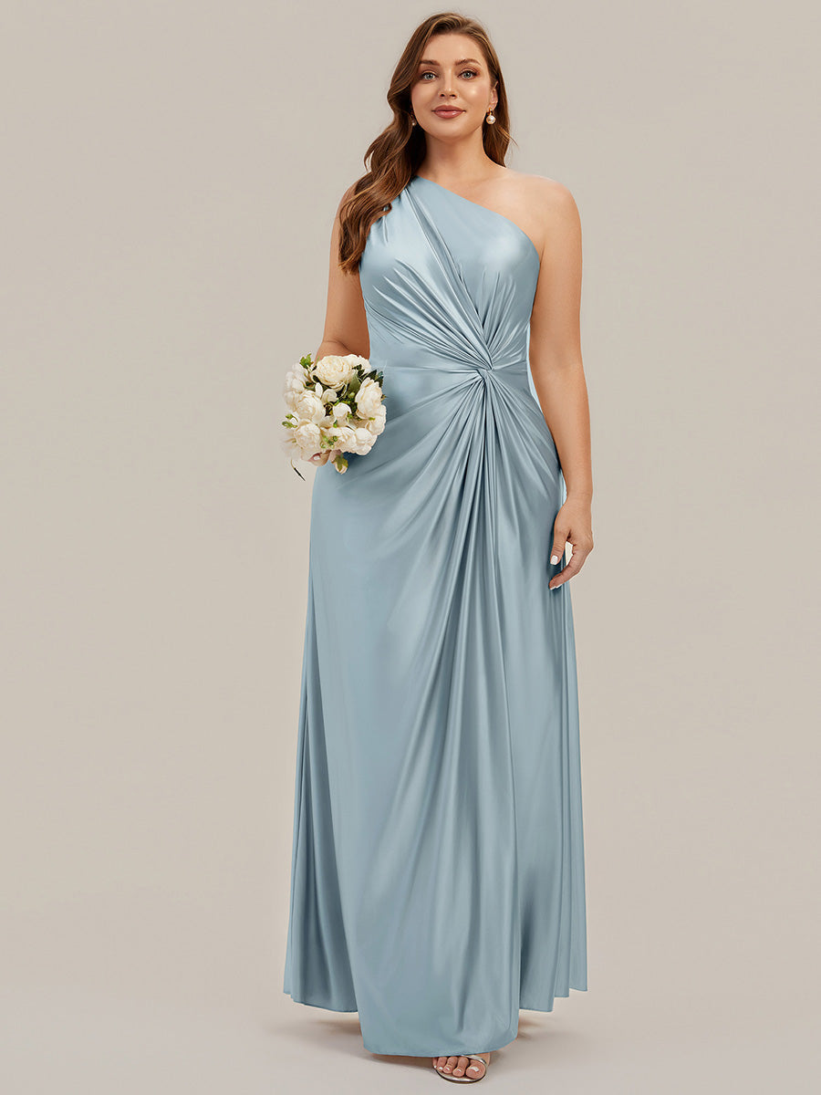 Plus Size Knotted Satin Bridesmaid Dress