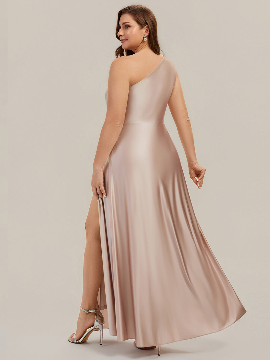 Plus Size Knotted Satin Bridesmaid Dress