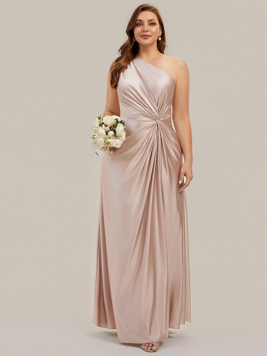 Plus Size Knotted Satin Bridesmaid Dress