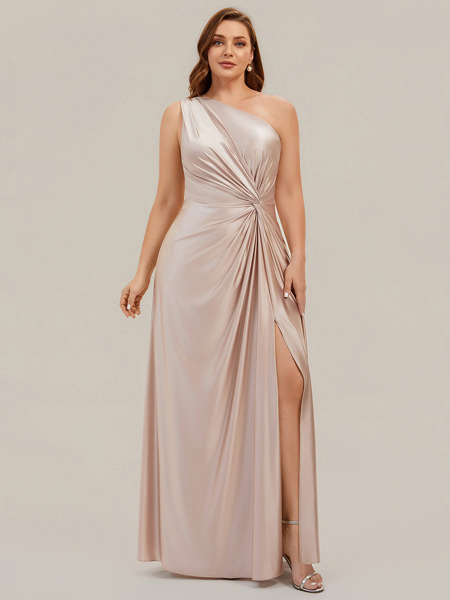 Plus Size Knotted Satin Bridesmaid Dress