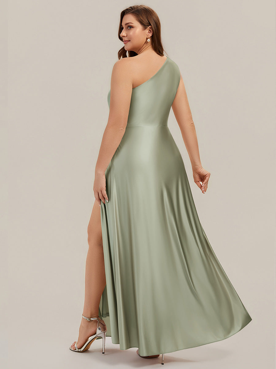 Plus Size Knotted Satin Bridesmaid Dress