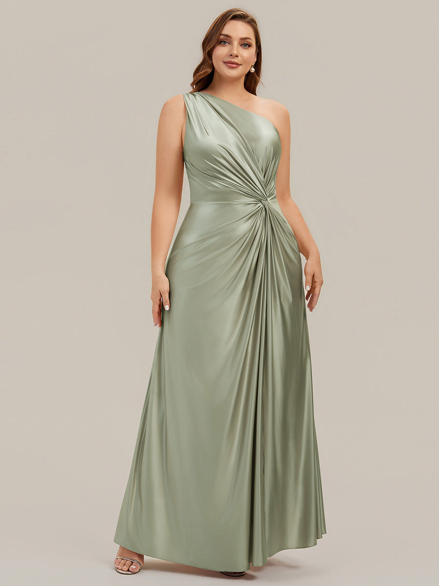 Plus Size Knotted Satin Bridesmaid Dress