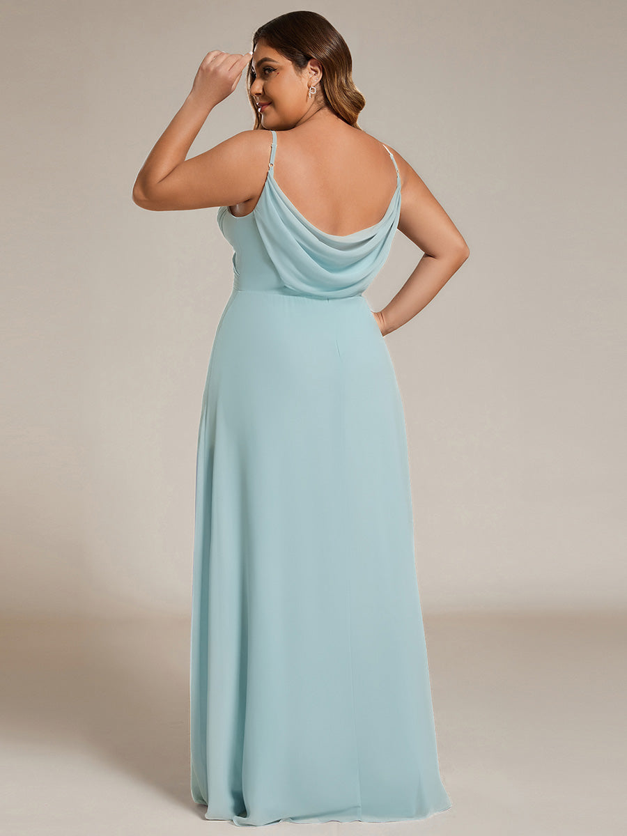 pretty NOVA|Plus Size Draped Back Criss-Cross Chiffon A-Line Bridesmaid Dress
