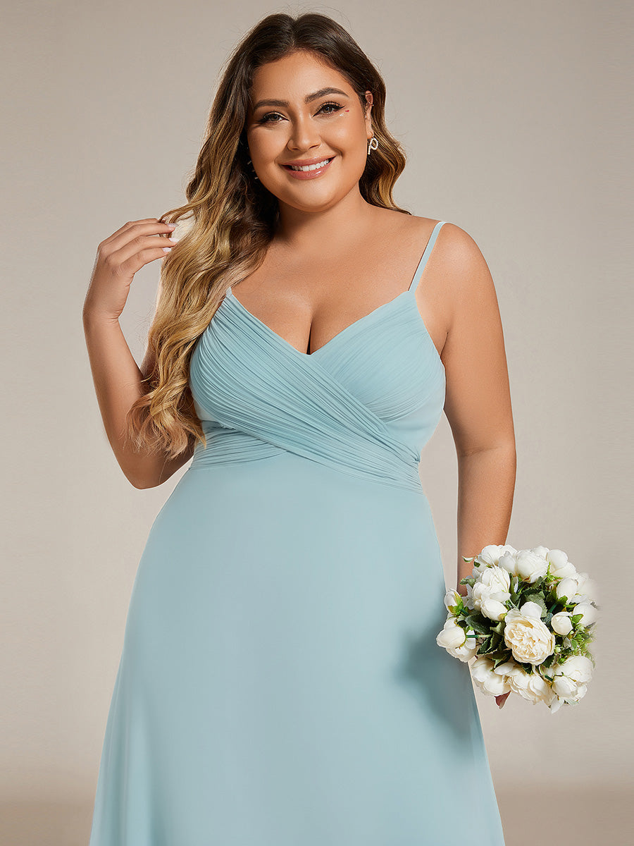 pretty NOVA|Plus Size Draped Back Criss-Cross Chiffon A-Line Bridesmaid Dress