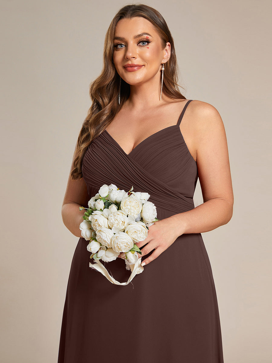 pretty NOVA|Plus Size Draped Back Criss-Cross Chiffon A-Line Bridesmaid Dress