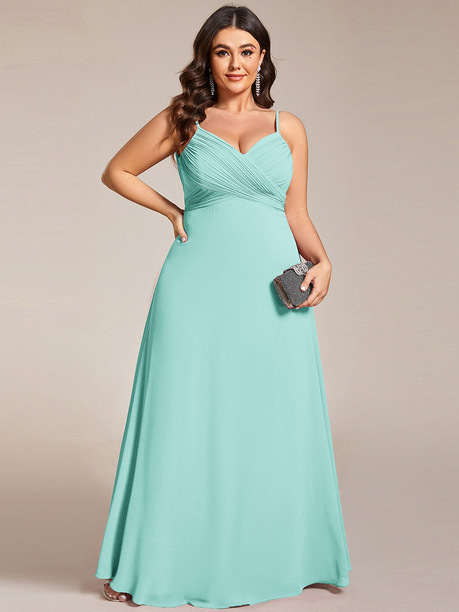 pretty NOVA|Plus Size Draped Back Criss-Cross Chiffon A-Line Bridesmaid Dress