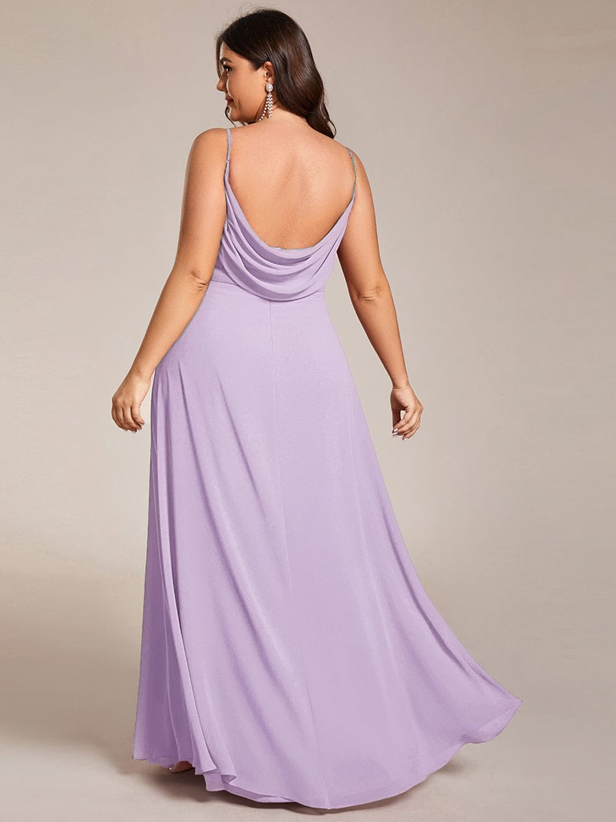 pretty NOVA|Plus Size Draped Back Criss-Cross Chiffon A-Line Bridesmaid Dress