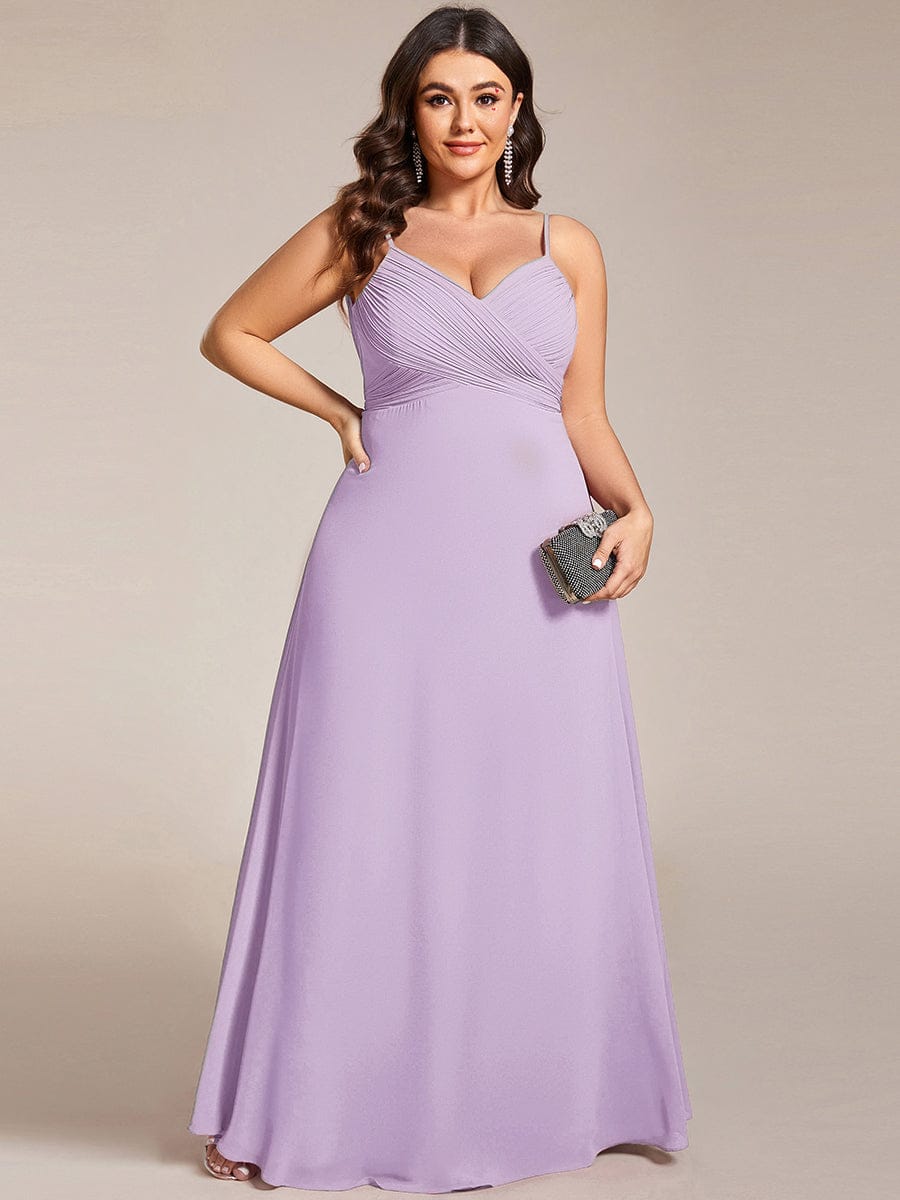 pretty NOVA|Plus Size Draped Back Criss-Cross Chiffon A-Line Bridesmaid Dress
