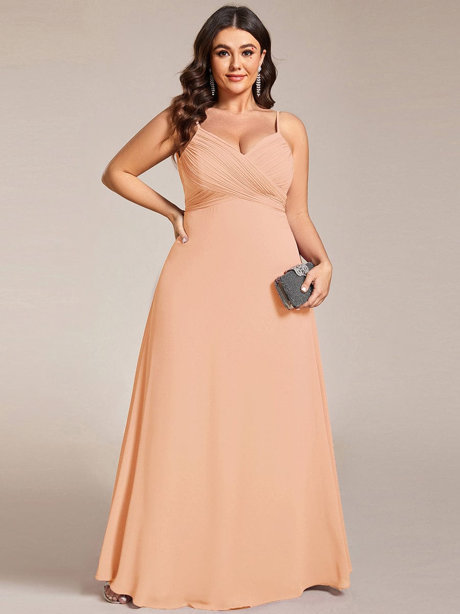 pretty NOVA|Plus Size Draped Back Criss-Cross Chiffon A-Line Bridesmaid Dress