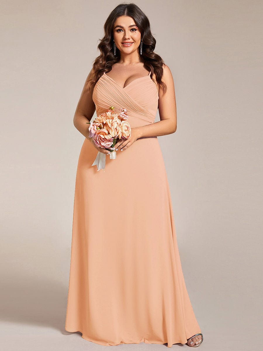 pretty NOVA|Plus Size Draped Back Criss-Cross Chiffon A-Line Bridesmaid Dress