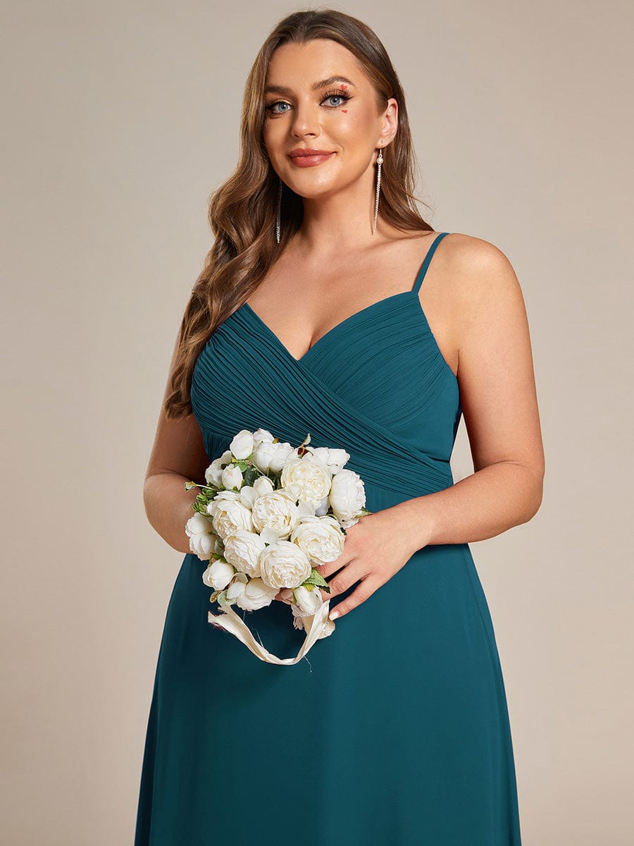 pretty NOVA|Plus Size Draped Back Criss-Cross Chiffon A-Line Bridesmaid Dress
