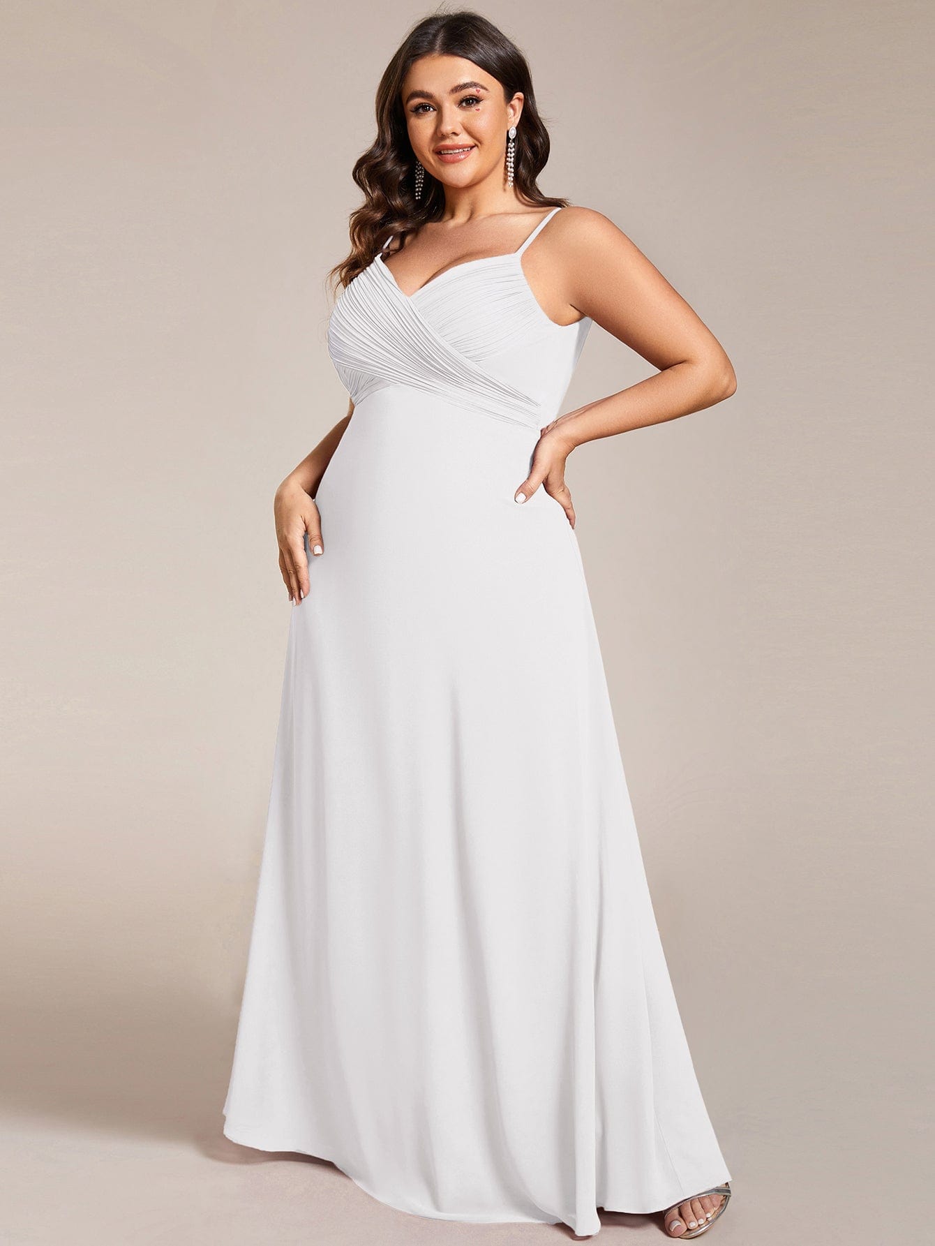 pretty NOVA|Plus Size Draped Back Criss-Cross Chiffon A-Line Bridesmaid Dress