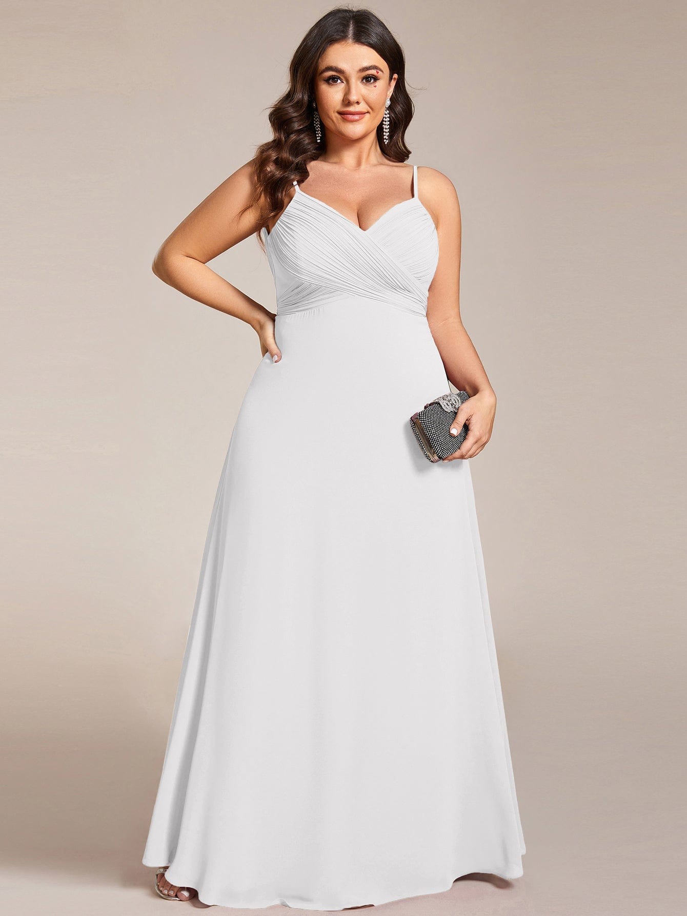 pretty NOVA|Plus Size Draped Back Criss-Cross Chiffon A-Line Bridesmaid Dress