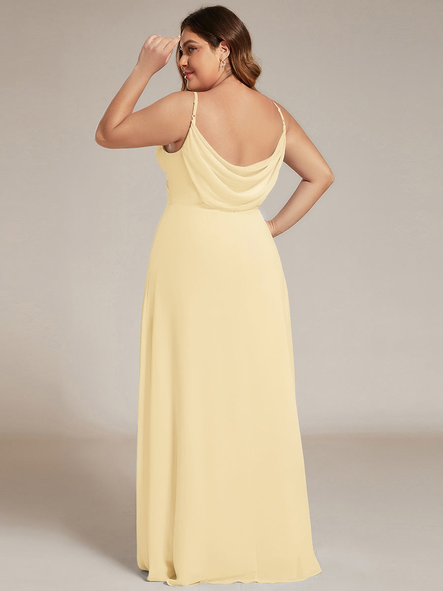 pretty NOVA|Plus Size Draped Back Criss-Cross Chiffon A-Line Bridesmaid Dress