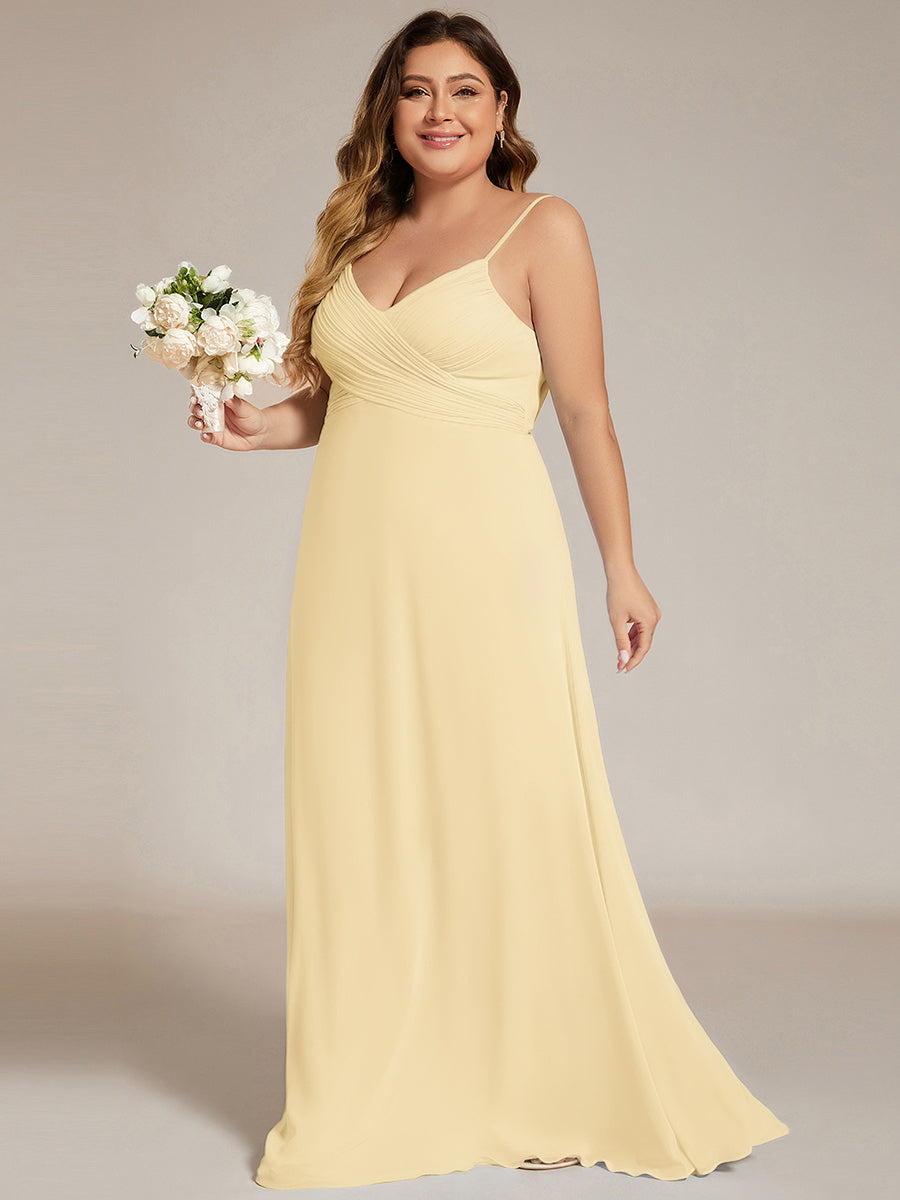 pretty NOVA|Plus Size Draped Back Criss-Cross Chiffon A-Line Bridesmaid Dress