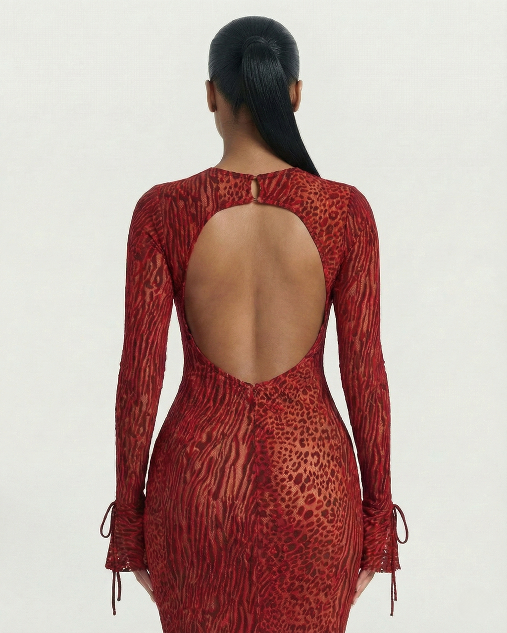 ASHLEY Mesh Open Back Maxi Dress