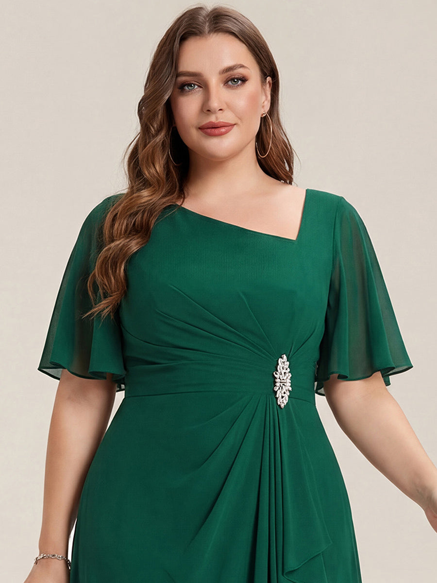 pretty LILOU| Plus Size Chiffon Ruffle Sleeve Formal Dress