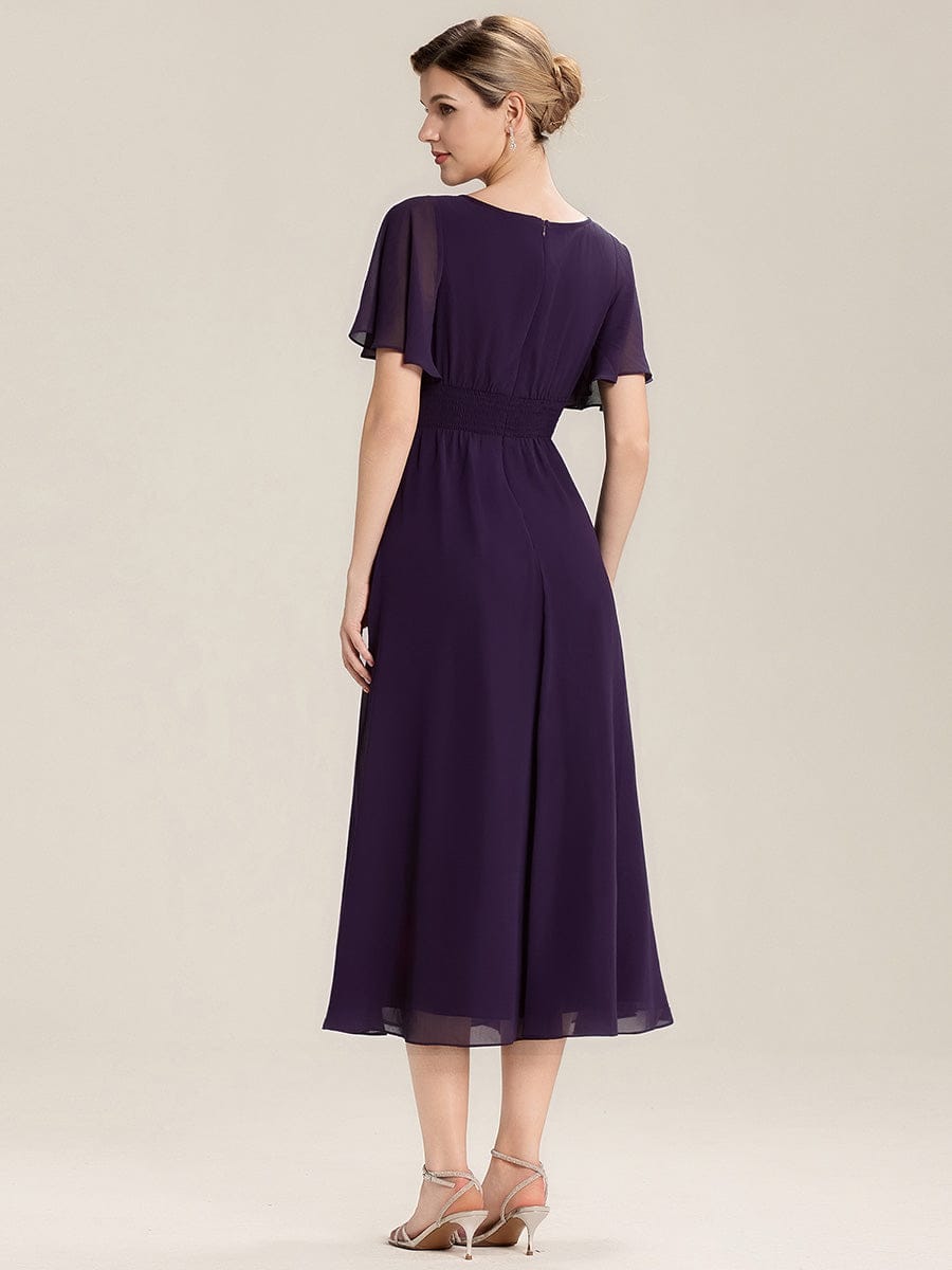 pretty LILOU| Plus Size Chiffon Ruffle Sleeve Formal Dress