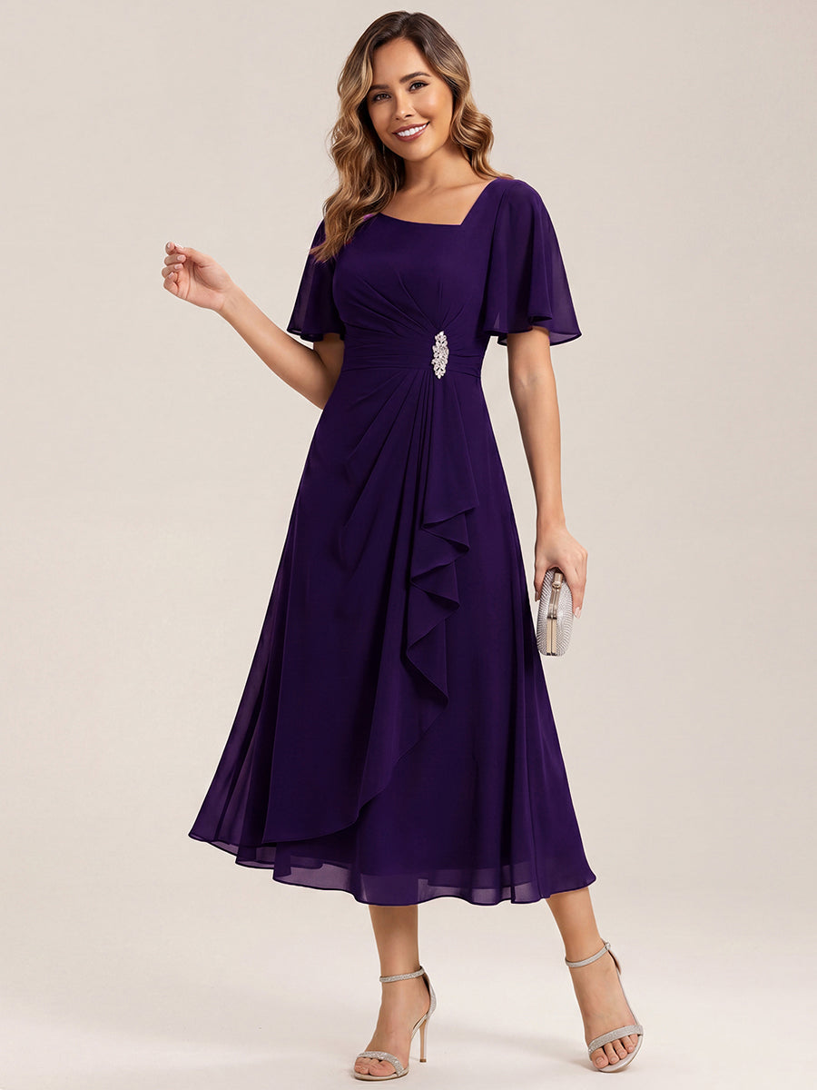 pretty LILOU| Plus Size Chiffon Ruffle Sleeve Formal Dress