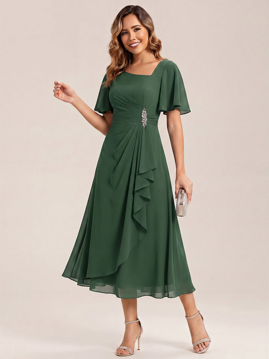pretty LILOU| Plus Size Chiffon Ruffle Sleeve Formal Dress