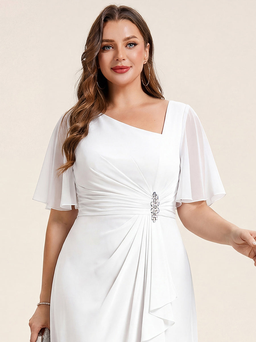 pretty LILOU| Plus Size Chiffon Ruffle Sleeve Formal Dress