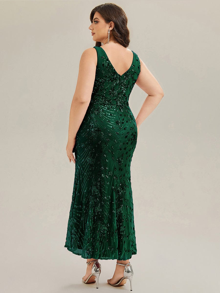 pretty JUNIPER|Plus Size Bodycon Sequin Slit Wedding Guest Dress