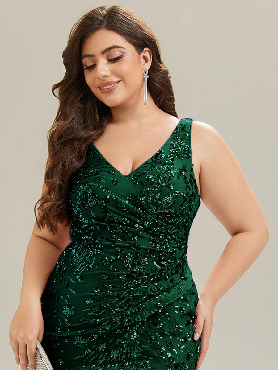 pretty JUNIPER|Plus Size Bodycon Sequin Slit Wedding Guest Dress