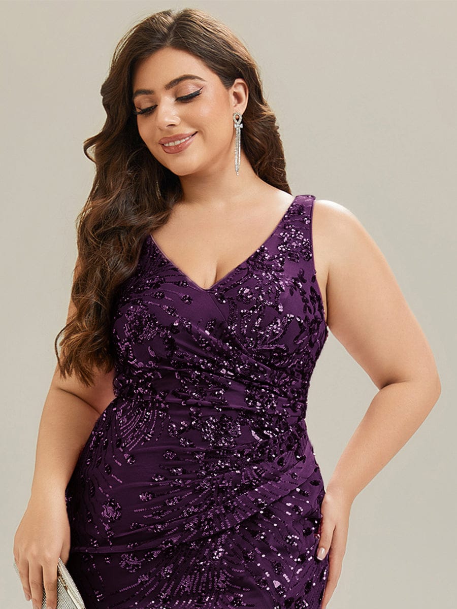 pretty JUNIPER|Plus Size Bodycon Sequin Slit Wedding Guest Dress