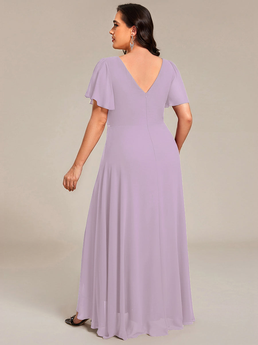 pretty DAKOTA|Plus Size V-Neck Rhinestone Waist Chiffon Maxi Formal Evening Dress