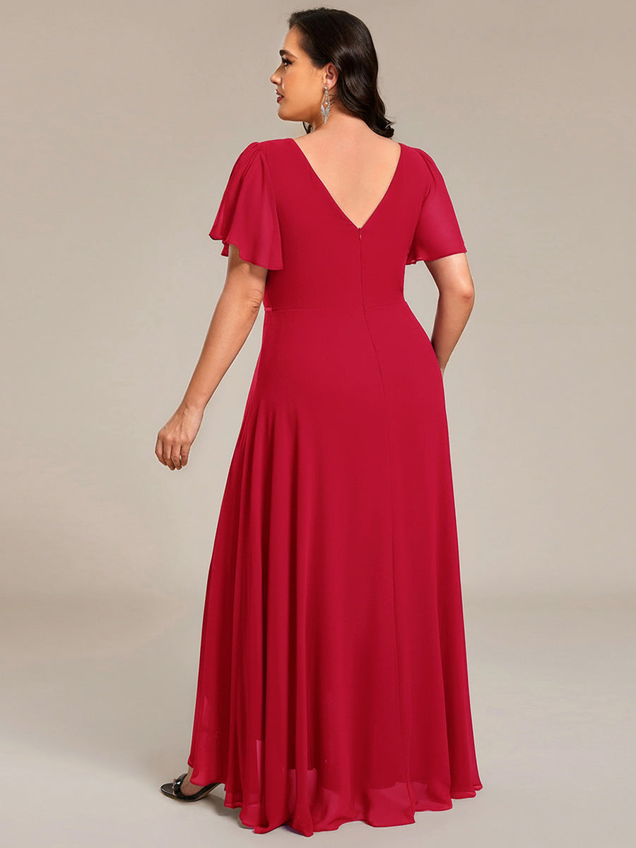 pretty DAKOTA|Plus Size V-Neck Rhinestone Waist Chiffon Maxi Formal Evening Dress