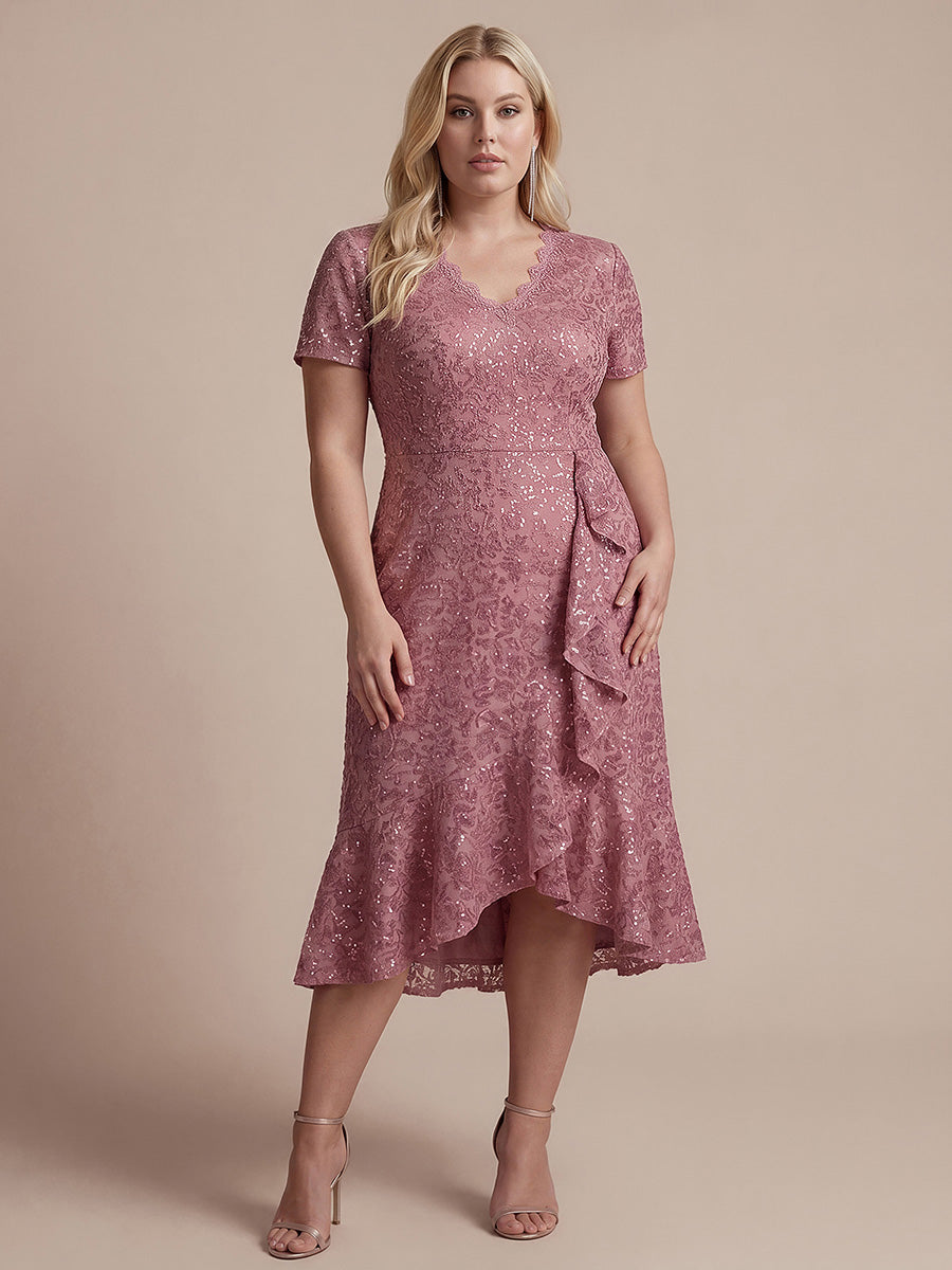 Plus Size Lace High Low Wedding Guest Dress