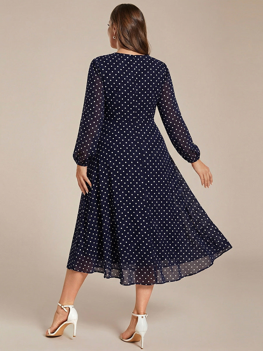 pretty BRIAR|Plus Size Chiffon A-Line 3/4 Sleeves Asymmetrical Hem Wedding Guest Dress