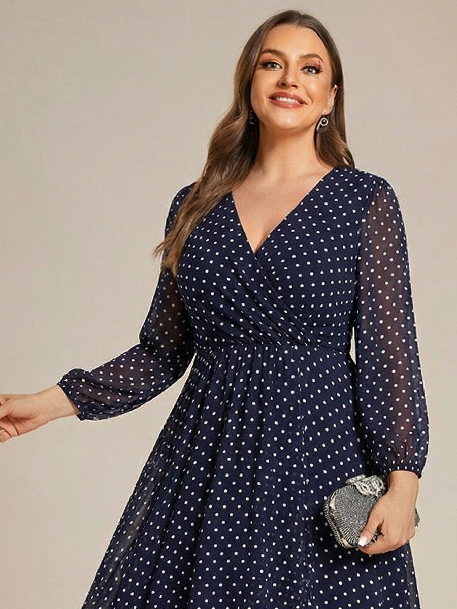 pretty BRIAR|Plus Size Chiffon A-Line 3/4 Sleeves Asymmetrical Hem Wedding Guest Dress