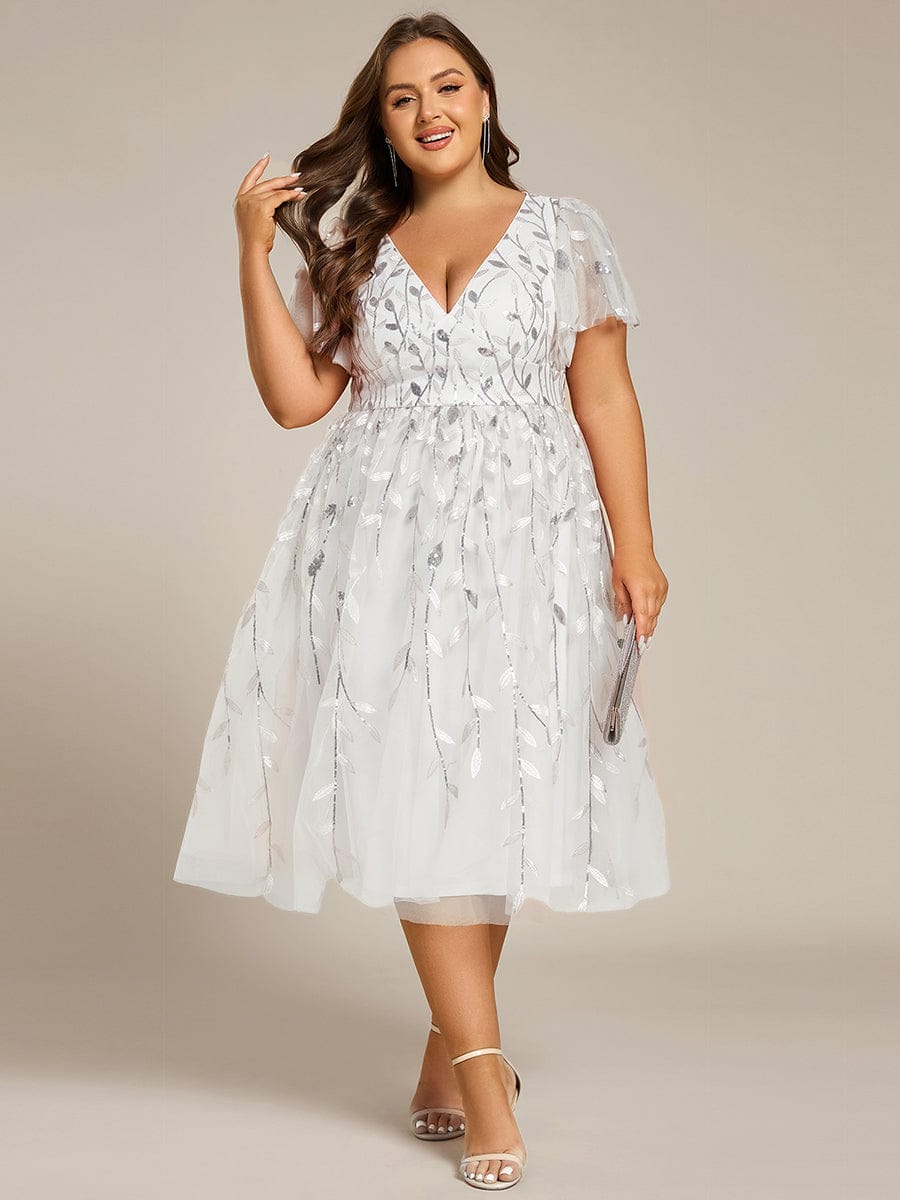 pretty SIMONE|Plus Size Sparkly Midi Cocktail Dress