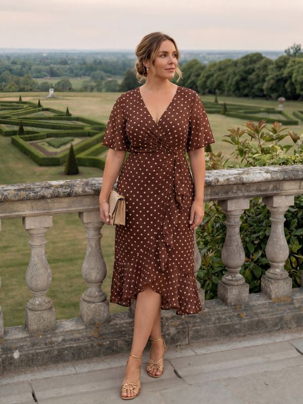 pretty FLORENCIA|Plus Size Midi Printed Mermaid Chiffon Dress