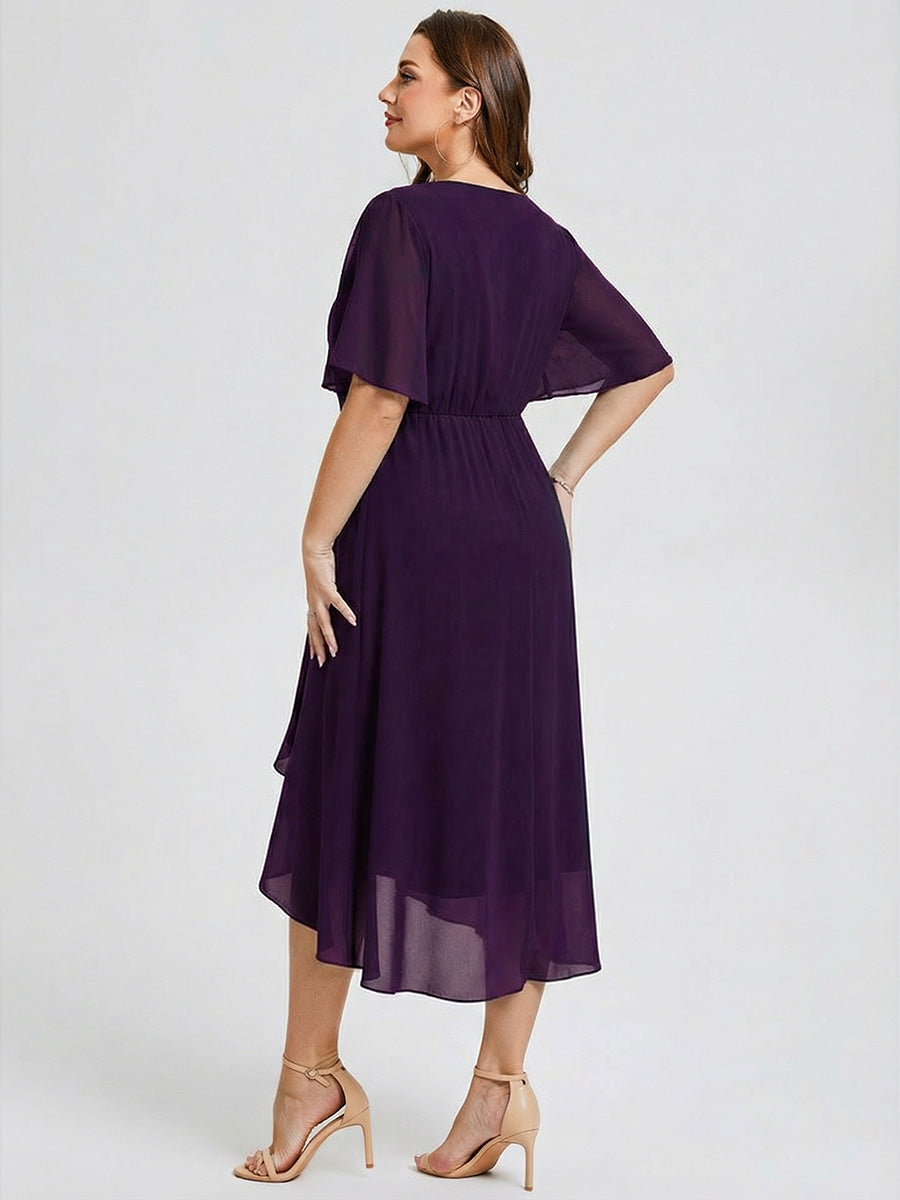 pretty FLORENCIA|Plus Size Printed Bodycon V-Neck Midi Dress