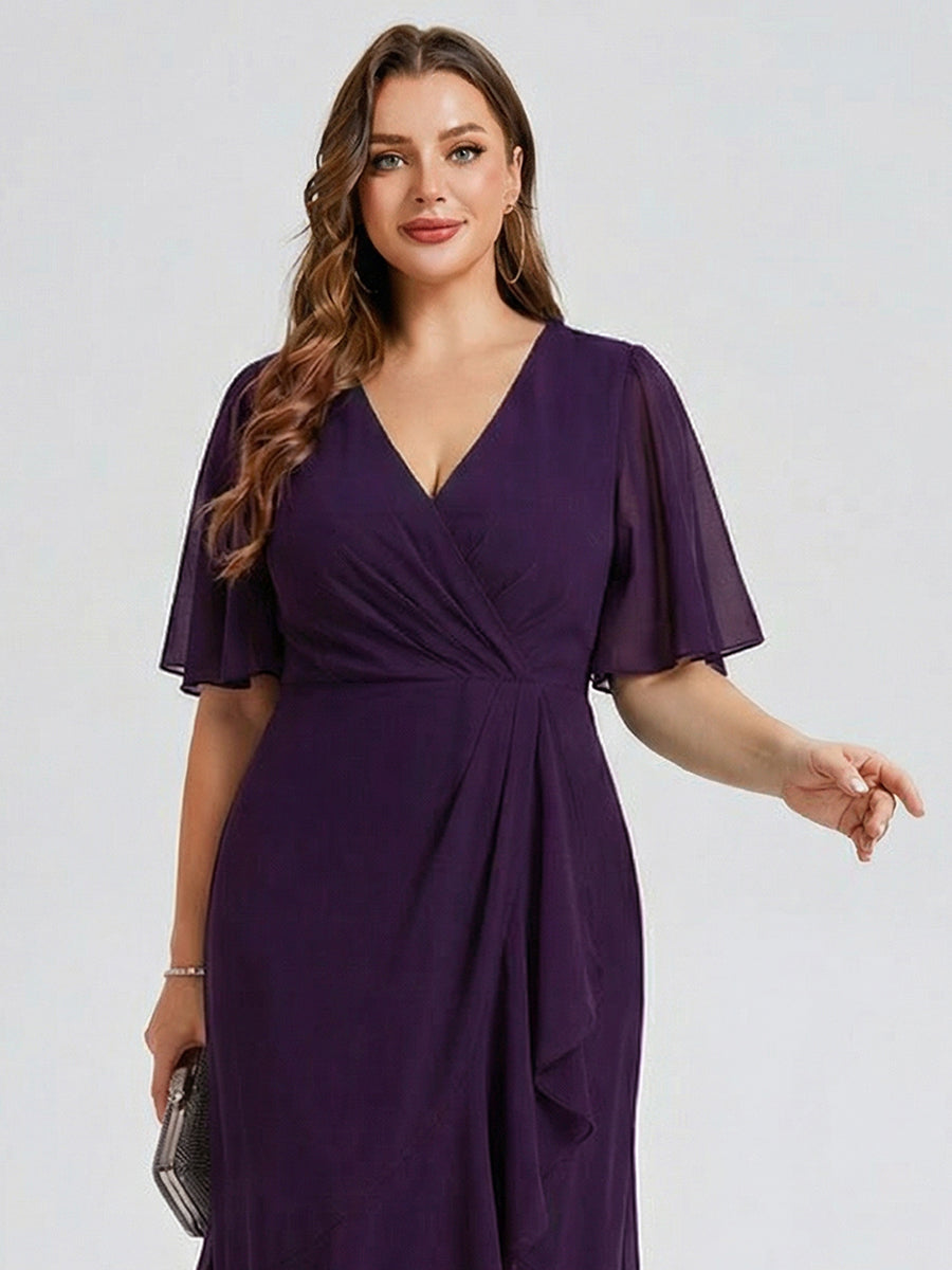 pretty FLORENCIA|Plus Size Midi Printed Mermaid Chiffon Dress