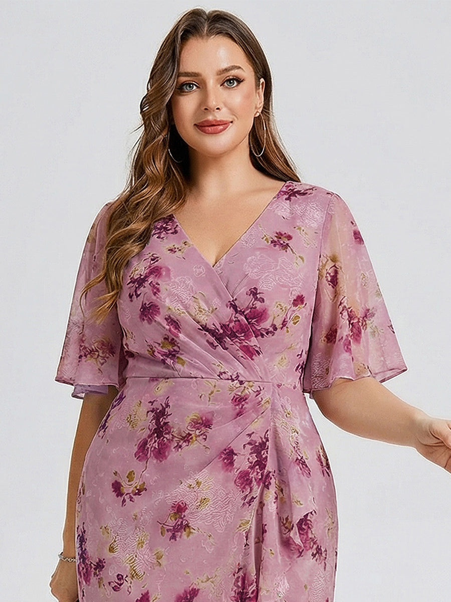 pretty FLORENCIA|Plus Size Midi Printed Mermaid Chiffon Dress