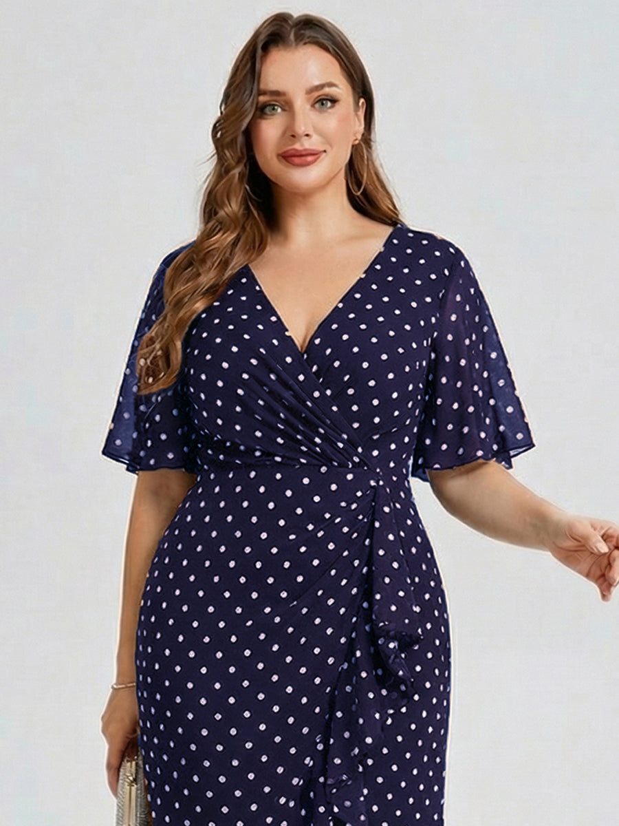 pretty FLORENCIA|Plus Size Printed Bodycon V-Neck Midi Dress