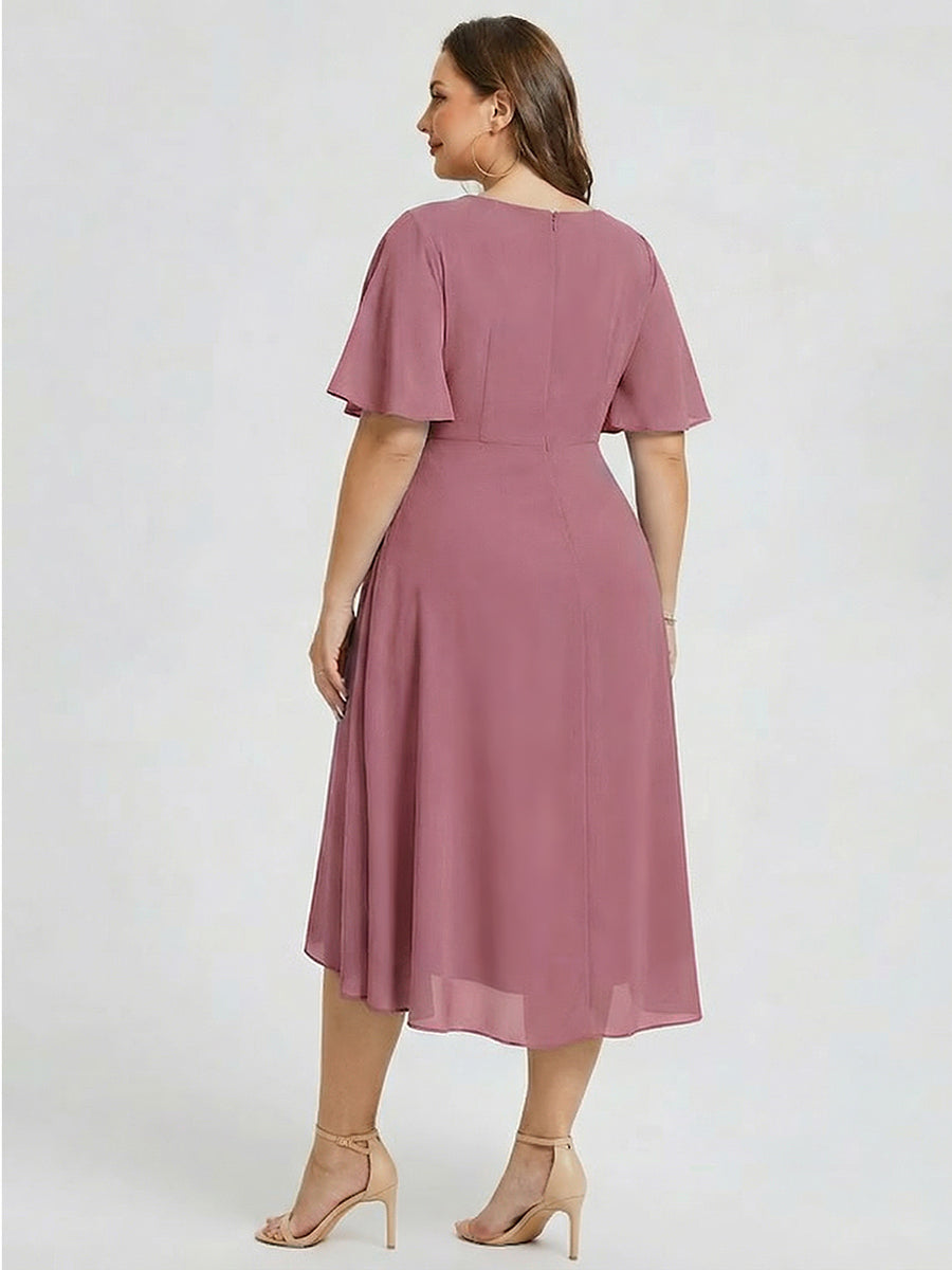 pretty FLORENCIA|Plus Size Printed Bodycon V-Neck Midi Dress